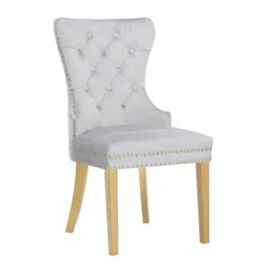 Kiana Light Grey Chair With Gold Legs