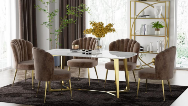 Marble Dining Table with Gold Legs
