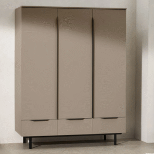 Mocha/Black Triple Door Wardrobe with 3 Drawers
