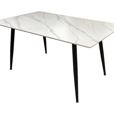 Raven White Marble Effect Dining Table