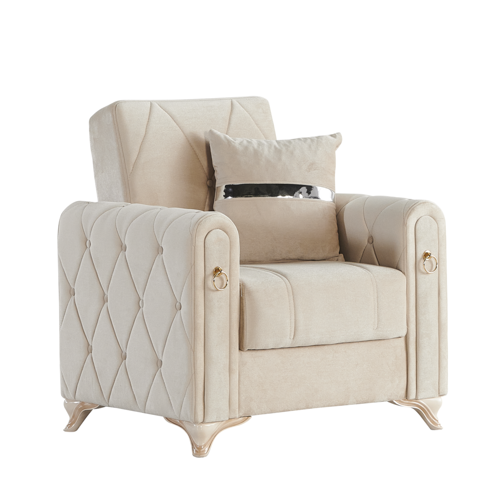 Amman Beige Velvet Sofa Bed 3+2+1 Set MiHOMEUK